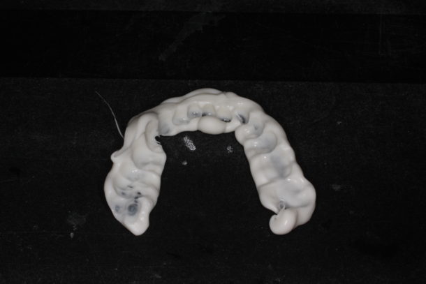 Thin blue mousse bite